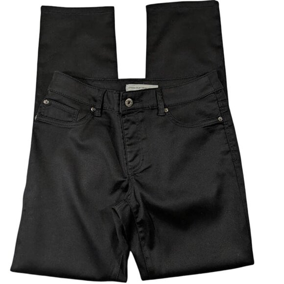 Chico's Platinum Denim Pants .5 Womens Small 6 Black Straight Mid Rise Pull On - Picture 2 of 13